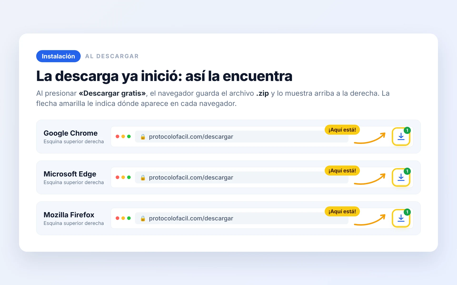Ícono de descargas arriba a la derecha del navegador
