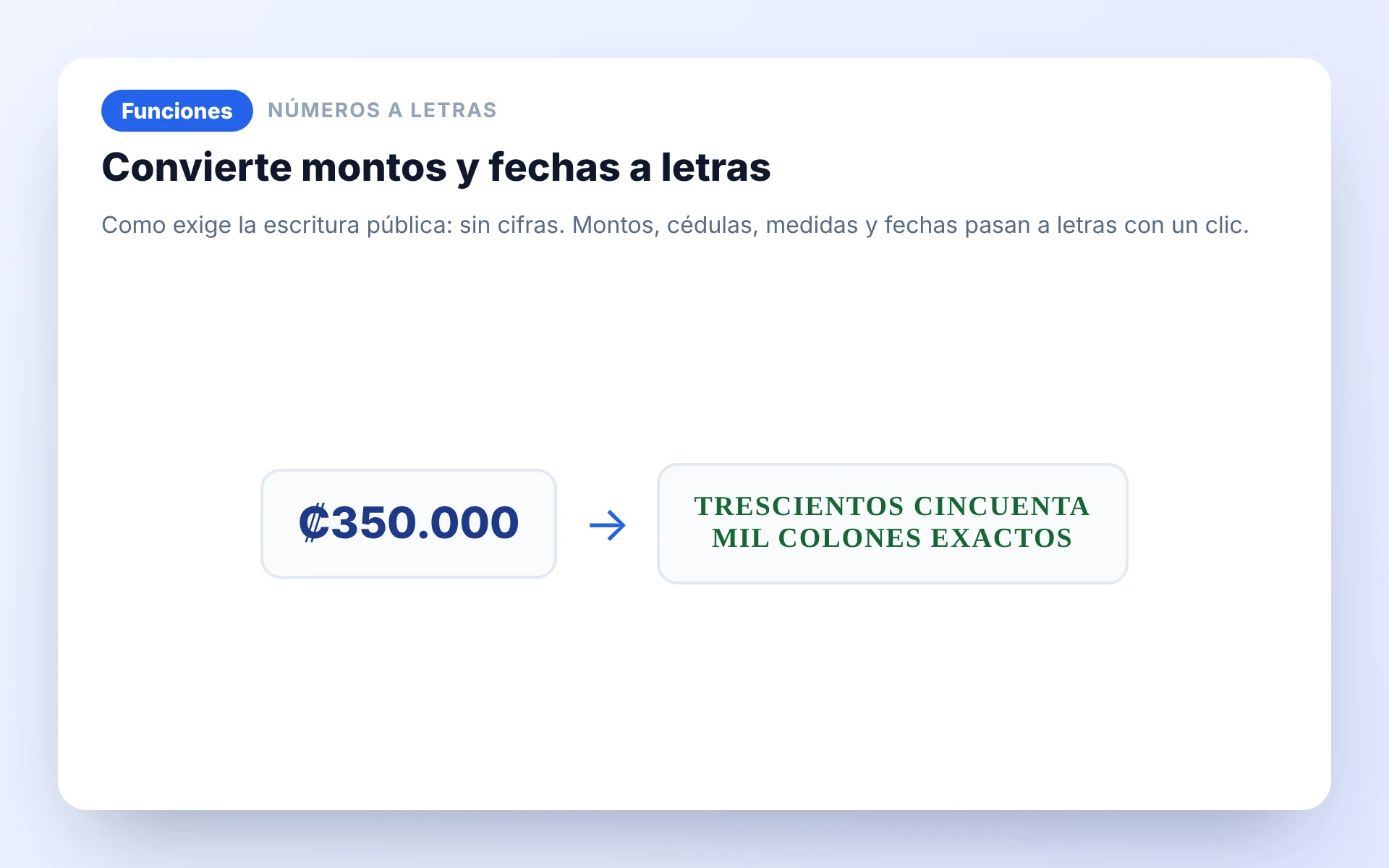Números y montos a letras en Protocolo Fácil
