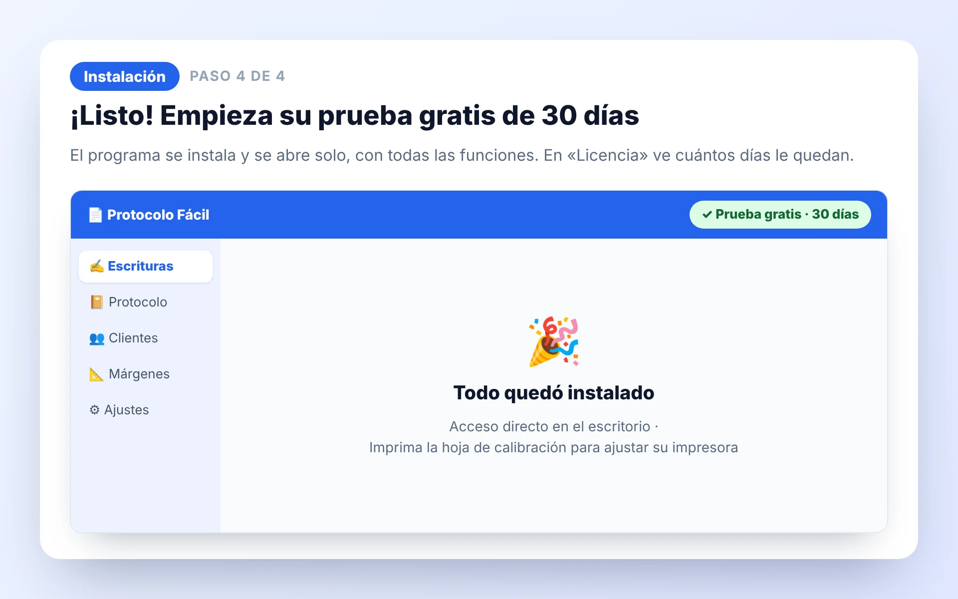 Empiece su prueba de 30 días en Protocolo Fácil